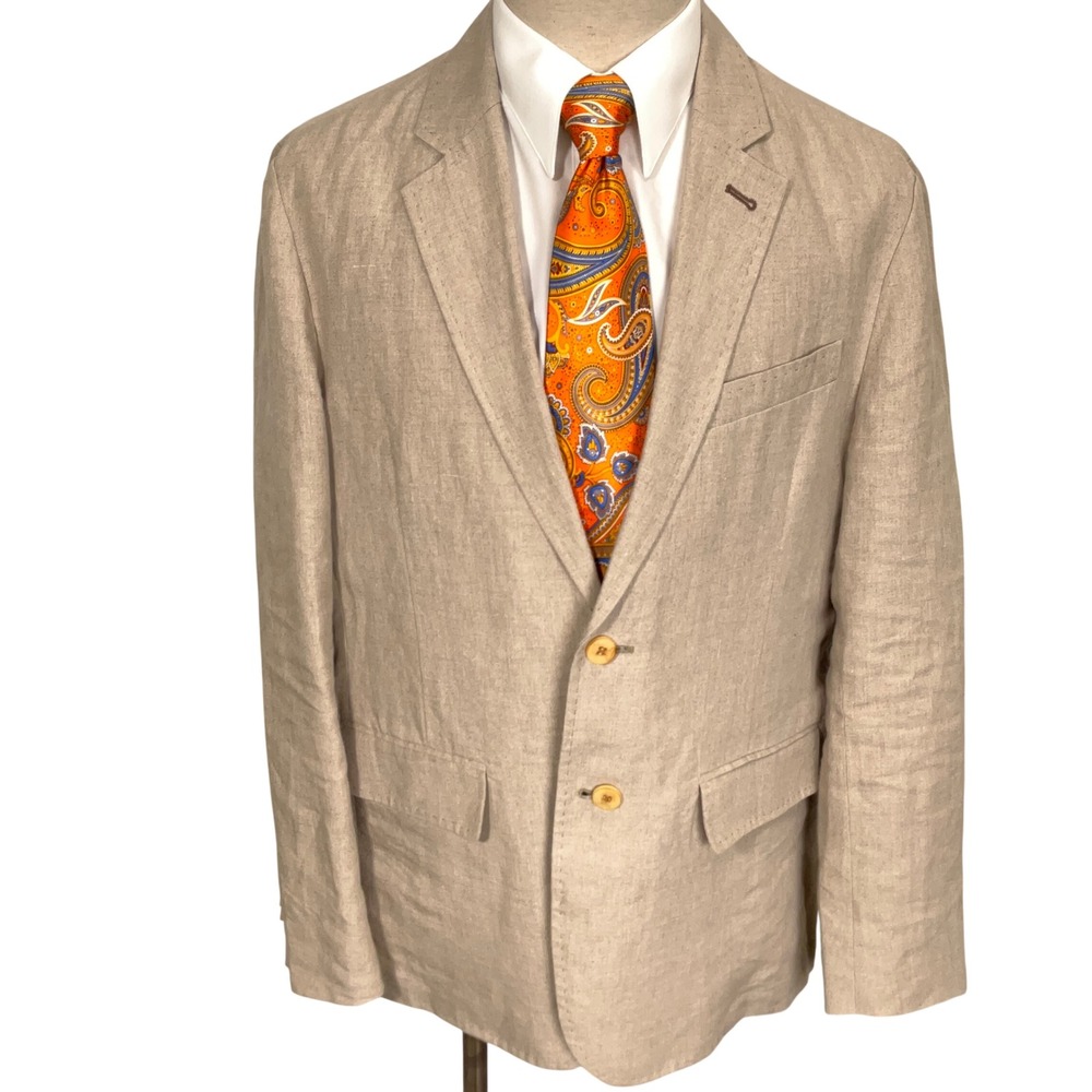 Tommy Bahama Blazer Mens M/44R Beige‎ Linen Tropical Lightweight Neutral Jacket - Picture 2 of 12